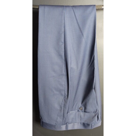 Snover Blue Pinstripe Suit Men's 38 Jacket/34W Pants 2-Pc Sharp Fit - Picture 12 of 16